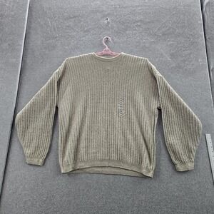 VINTAGE Bill Blass Men Sweatshirt XXL Beige Long Sleeve Rib Knit‎ NWT